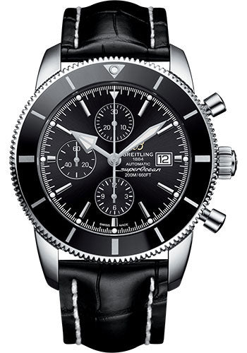 Breitling Superocean Heritage II Chronograph 46 Watch - Steel Case - Volcano Black Dial - Black Croco Strap - A1331212/BF78/761P/A20D.1