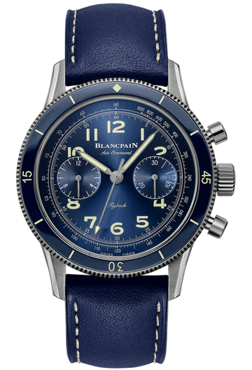 Blancpain Air Command Titanium Blue Calfskin Men's Watch - AC02 12B40 63B