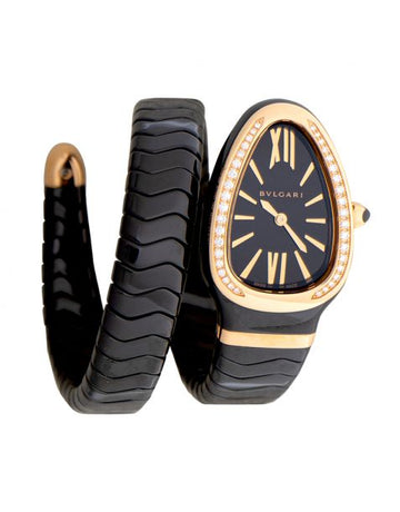 Bvlgari Serpenti Spiga Quartz Black Dial Ladies Watch