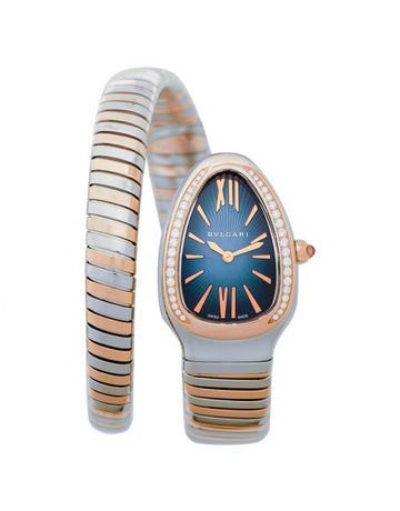 Bvlgari Serpenti Quartz Blue Dial Diamond Bezel Ladies Watch