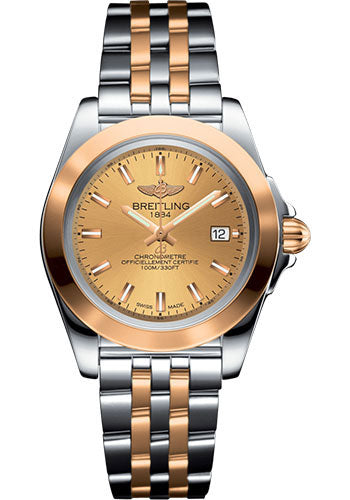 Breitling Galactic 32 Sleek Watch - Steel & rose Gold - Golden Sun Dial - Steel And Rose Gold Bracelet - C7133012/H549/792C