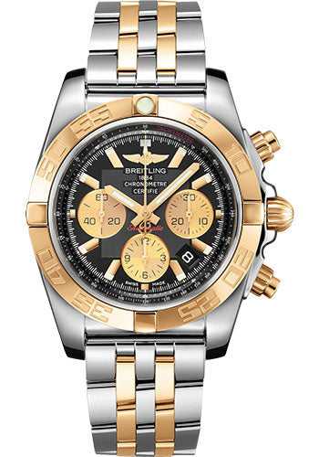 Breitling Chronomat 44 Watch - Steel & Gold - Onyx Black Dial - Steel And Gold Bracelet - CB0110121B1C1