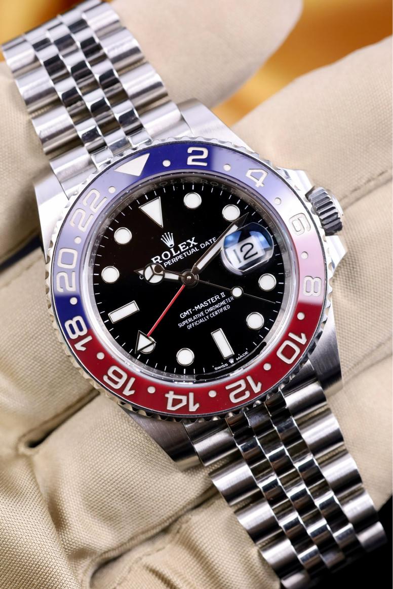 Rolex Steel GMT-Master II 40 Watch - Blue And Red Pepsi Bezel - Black Dial - Jubilee Bracelet - 126710BLRO - 2020