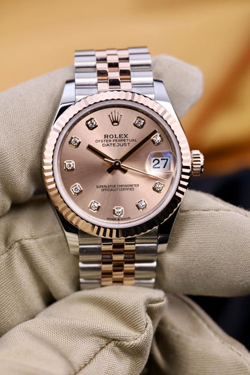 Rolex Datejust 31 Pink Rose Gold/Steel Rose Dial & Fluted Bezel Jubilee Bracelet - 278271 - 2026