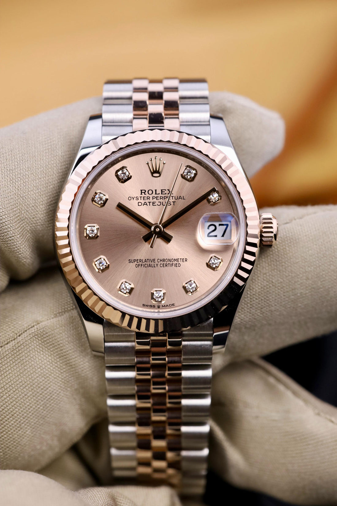 Rolex Datejust 31 Pink Rose Gold/Steel Rose Dial & Fluted Bezel Jubilee Bracelet - 278271 - 2026