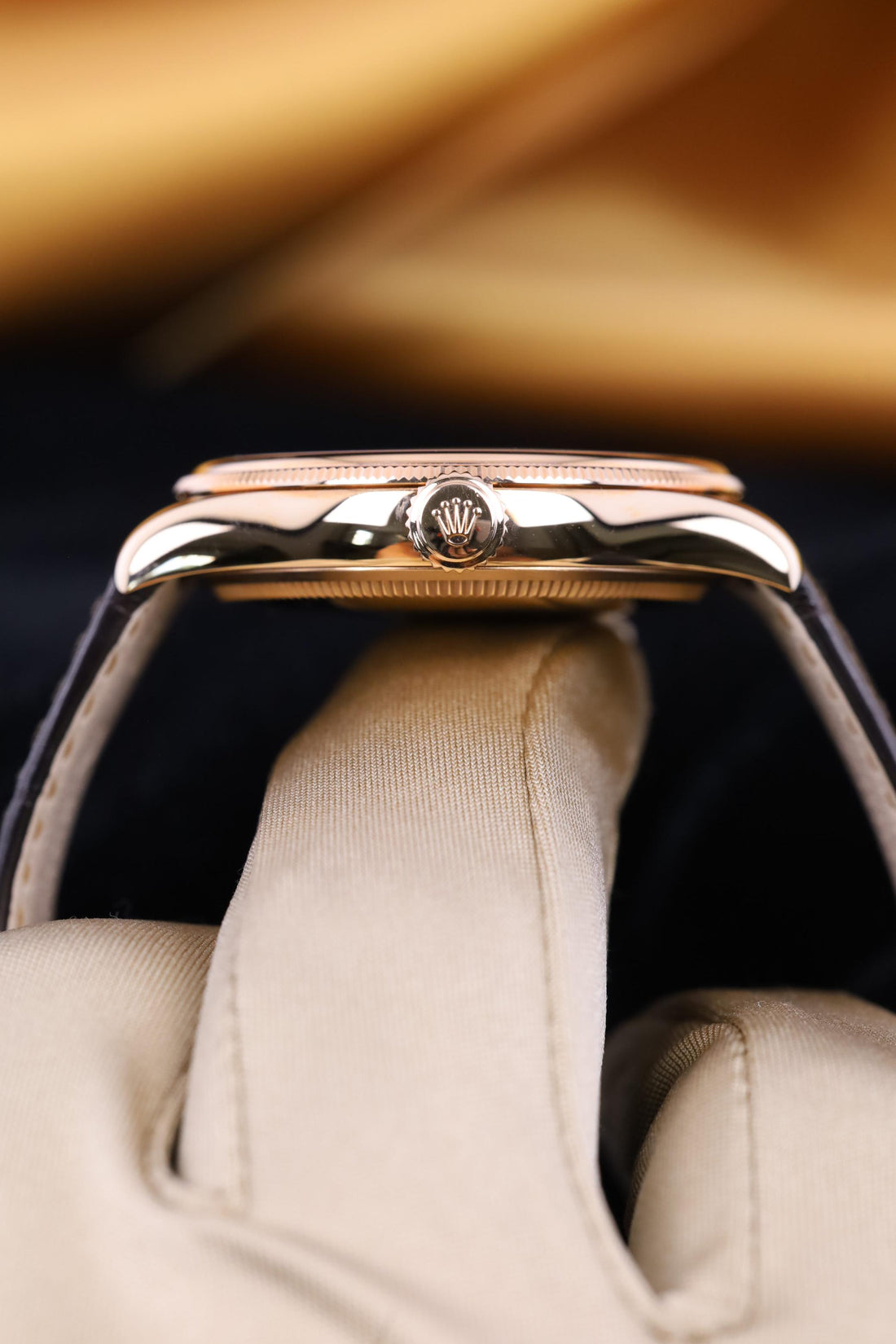 Rolex Cellini 50505 39mm White Index Rose Gold Leather - Mint Pre-owned - 2018