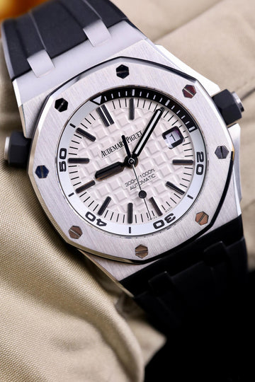 Audemars Piguet Royal Oak Offshore Diver White Dial Steel 42mm Black Rubber - 15710ST.OO.A010CA.01 - 2016