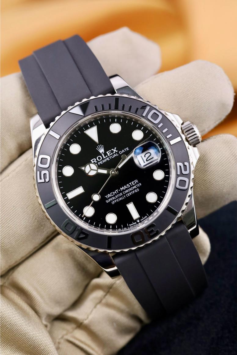 Rolex White Gold Yacht-Master 42 Watch - Black Dial - Oysterflex Strap - 226659 bk - 2021
