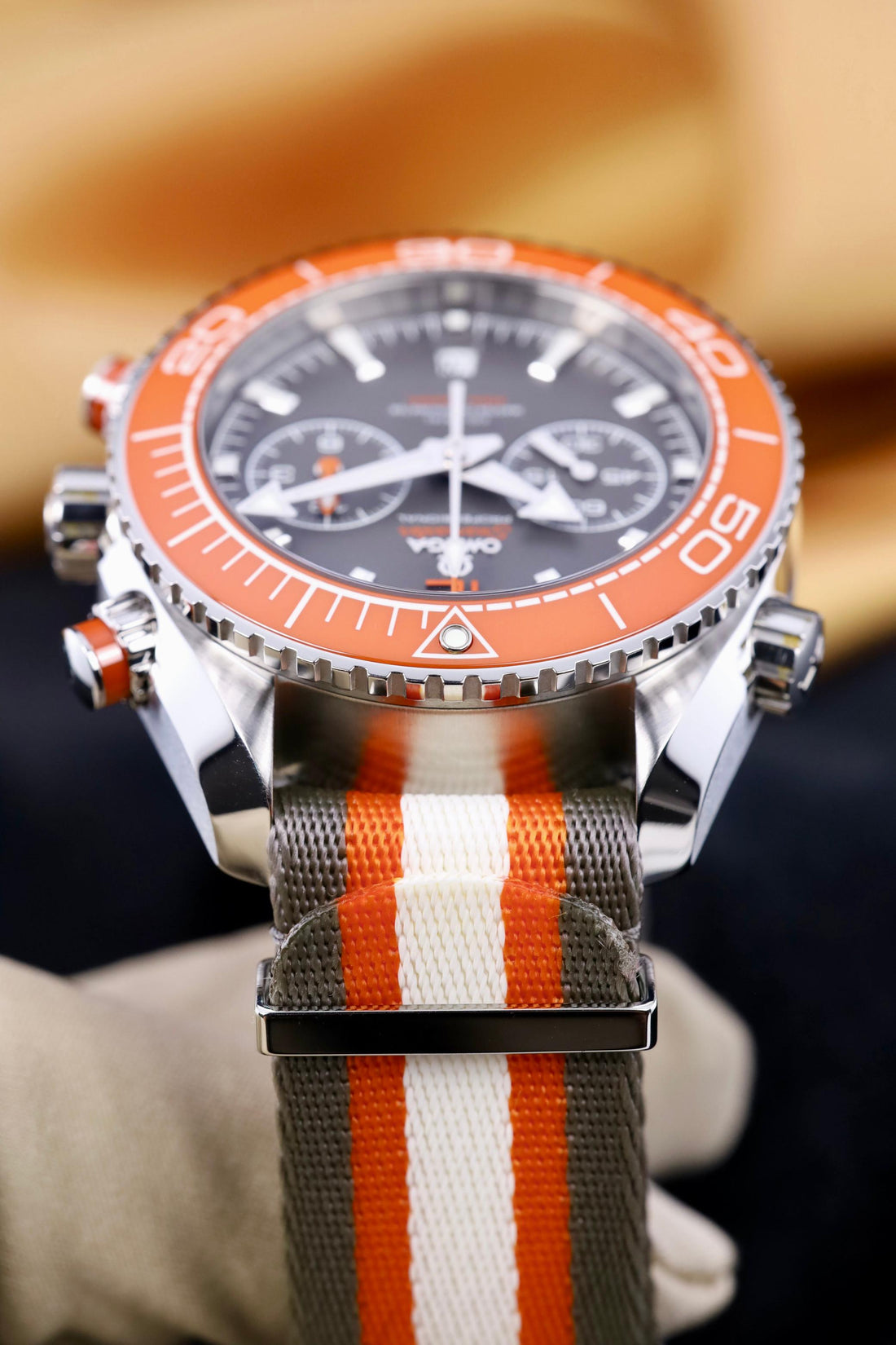Omega Seamaster Planet Ocean 600M Omega Co-Axial Master Chronometer Chronograph - 45.5 mm Steel Case - Ceramised Titanium Dial - Grey And White Polyamide Nato Strap - 215.32.46.51.99.001 - 2020