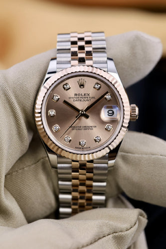 Rolex Datejust 31 Pink Rose Gold/Steel Rose Dial & Fluted Bezel Jubilee Bracelet 278271 - 2024