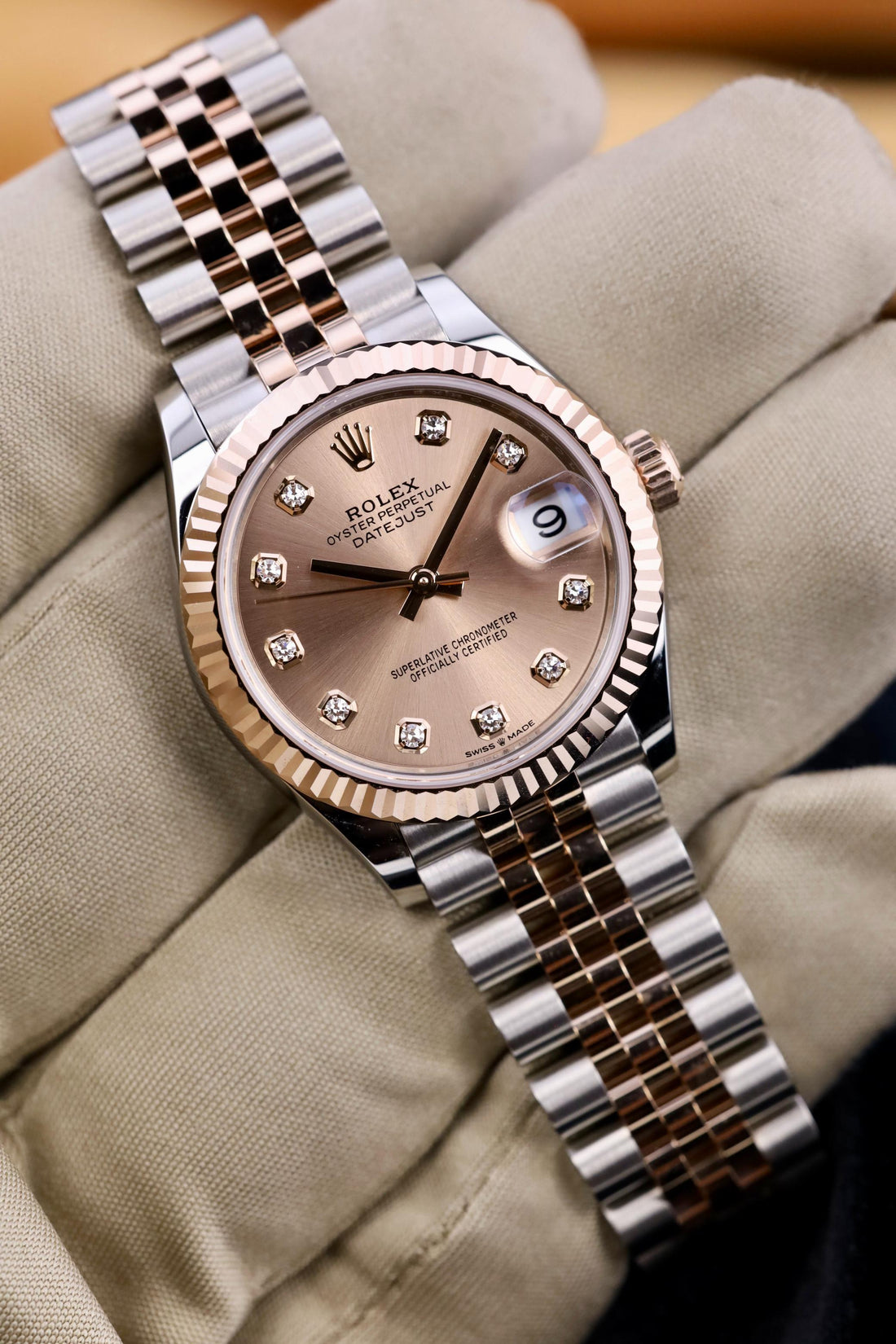 Rolex Datejust 31 Pink Rose Gold/Steel Rose Dial & Fluted Bezel Jubilee Bracelet 278271 - 2024