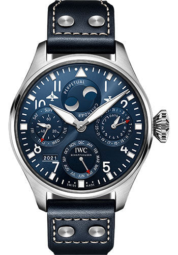 IWC Big Pilot’s Watch Perpetual Calendar - Stainless Steel Case - Blue Dial - Blue Calfskin Strap - IW503605