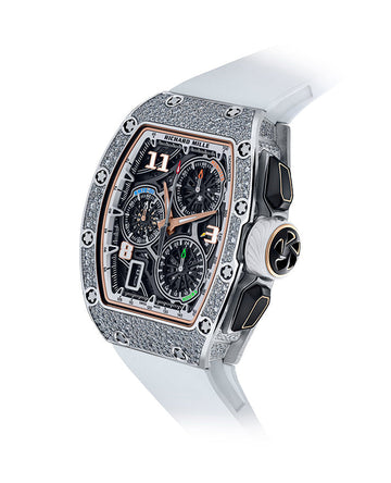 Richard Mille Lifestyle Flyback Chronograph White Gold & Snow Set Diamonds RM 72-01 - BRAND NEW