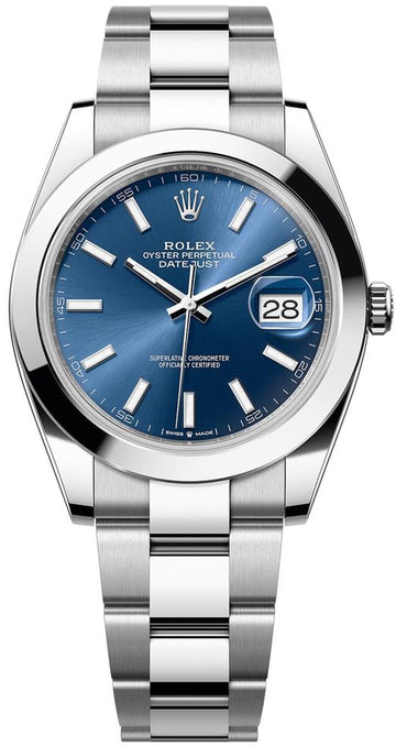 Rolex Datejust 41 Oystersteel Blue Index Dial Smooth Bezel Oyster Bracelet - 126300 - 2026