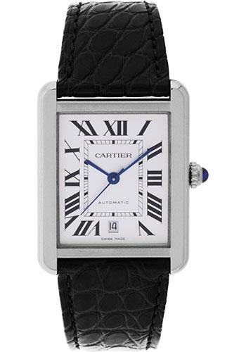 Cartier Tank Solo Extra Large Model Watch - 31 x 40.85 mm Steel Case - Black Alligator Strap - W5200027