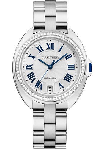 Cartier Cle de Cartier Watch - 35 mm White Gold Diamond Case - White Dial - WJCL0044