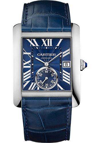 Cartier Tank MC Watch - 34.3 mm Steel Case - Blue Dial - Dark Blue Alligator Strap - WSTA0010