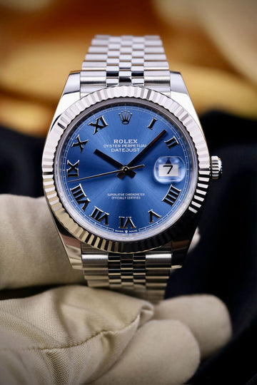 Rolex Datejust 41 Mm Oystersteel And White Gold Bright Blue Roman Dial Jubilee Bracelet - 126334 - 2022