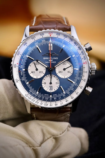 Breitling Navitimer B01 Chronograph 46 Blue Dial Leather Strap - AB0137211C1P1 - 2026