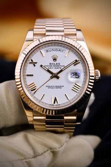 Rolex Day-Date 40 Everose Gold White Dial Watch – Ref. 228235