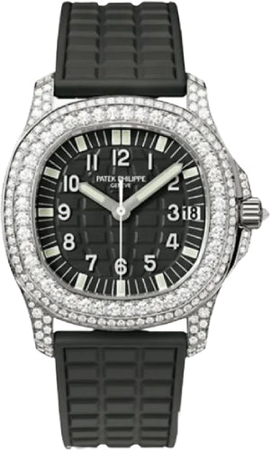 Patek Philippe Aquanaut Ladies White Gold Diamonds Black Dial | 5069G-001