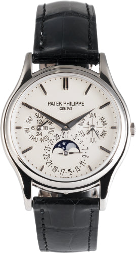 Patek Philippe 37.2mm Grand Complications White Opaline Index White Gold Leather Automatic | 5140G-001