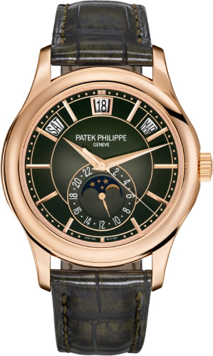 Patek Philippe Complications Annual Calendar Moon Phases Rose Gold Olive Green Dial | 5205R-011