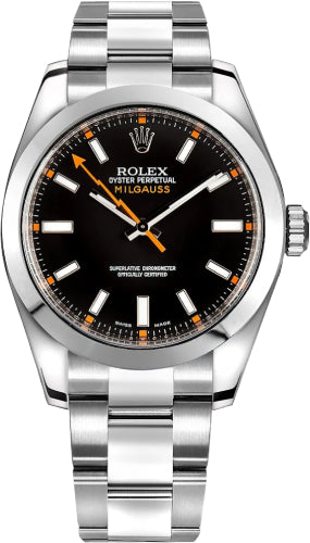 Rolex Milgauss 40MM Black Dial Orange Hand Stainless Steel - 116400