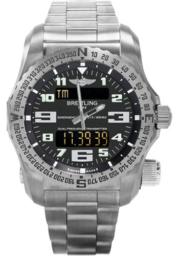 Breitling Emergency Watch - 51mm Titanium Case - Volcano Black Dial - Titanium Professional Bracelet - E7632522/BC02/159E