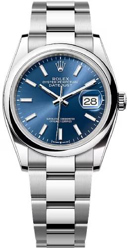 Rolex Datejust 36 Stainless Steel Bright Blue Index Dial & Smooth Domed Bezel Oyster Bracelet - 126200 - 2020