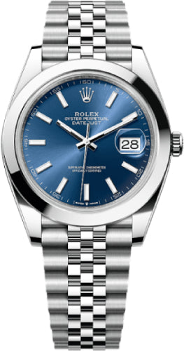 Rolex Datejust 41 Stainless Steel Blue Index Dial Smooth Bezel Jubilee Bracelet - 126300 - 2026