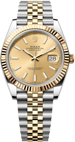 Rolex Datejust 41 Yellow Gold/Steel Champagne Index Dial Fluted Bezel Jubilee Bracelet 126333 - 2025