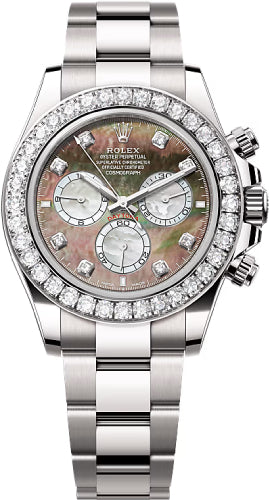 Rolex Cosmograph Daytona 40mm Black & White MOP Diamond-Set Dial Oyster Bracelet Diamond-Set Bezel - 126579RBR