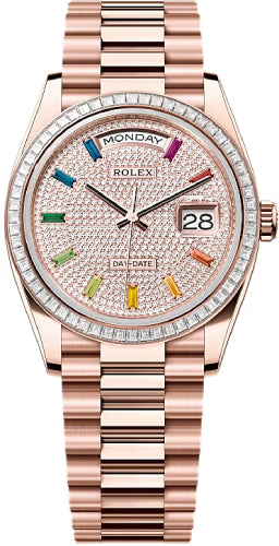 Rolex Day-Date 36 36mm Diamond-Paved Dial Diamond-Set Bezel President Bracelet - 128395TBR