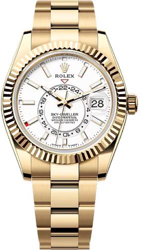 Rolex Sky Dweller 42 White Dial Yellow Gold Oyster Mens Watch - 336238 - 2020