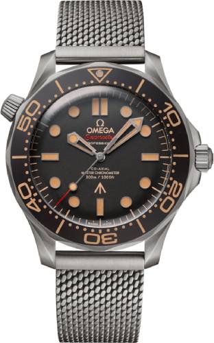 Omega Seamaster Diver 300M "No Time To Die" James Bond 007 Titanium Brown Dial Mesh Bracelet - 210.90.42.20.01.001