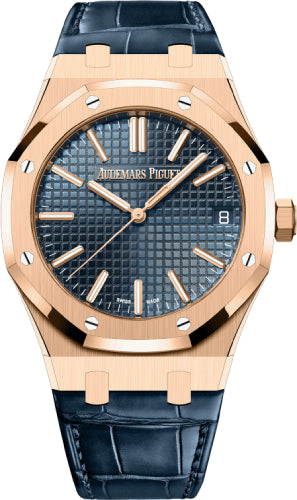 Audemars Piguet Royal Oak 41mm Selfwinding "50th Anniversary" Rose Gold Blue Dial Leather Strap - 15510OR.OO.D315CR.01