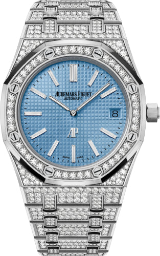 Audemars Piguet Royal Oak 39mm Extra-Thin White Gold/Diamond Light Blue Dial - 15202BC.ZZ.1241BC.02