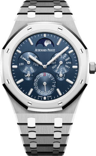 Audemars Piguet Royal Oak 41mm Perpetual Calendar Ultra-Thin Titanium Platinum Bezel Blue Dial - 26586IP.OO.1240IP.01