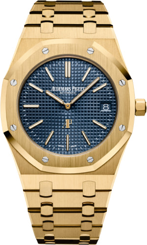 Audemars Piguet Royal Oak 39mm Extra-Thin Yellow Gold Blue Index Yellow Gold Bracelet - 15202BA.OO.1240BA.01