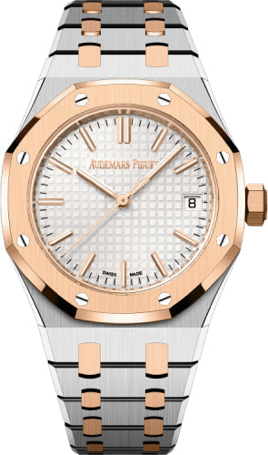 Audemars Piguet Royal Oak 37mm Rose Gold/Stainless Steel Silver Dial Watch - 15550SR.OO.1356SR.02.