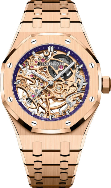 Audemars Piguet Royal Oak 37 mm Double Balance Wheel Openworked Pink Rose Gold Purple Inner Dial | 15467OR.OO.1256OR.02