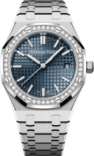 Audemars Piguet Royal Oak 34mm Stainless Steel Blue Dial Diamond Bezel | 77451ST.ZZ.1361ST.04